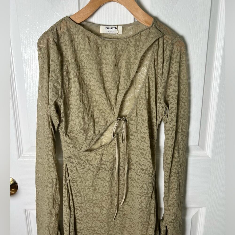 House of CB Giovanna Stone Floral Lace Long Sleeve Maxi Dress M - Picture 5 of 13